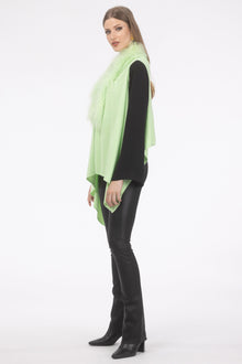 Select Cashmere And Merino Wool Blend Vest With Select Mongolian Lamb Trim | Lime Green