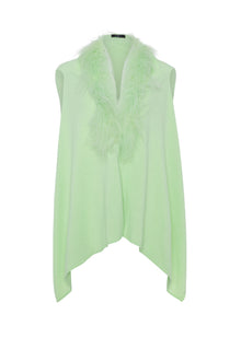 Select Cashmere And Merino Wool Blend Vest With Select Mongolian Lamb Trim | Lime Green