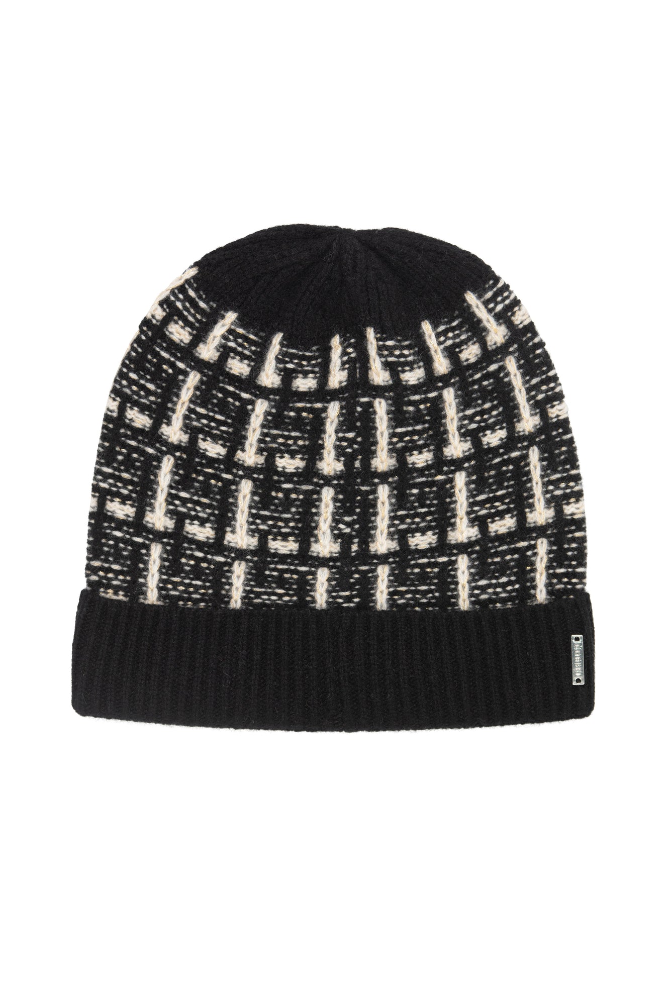 Select Cashmere Beanie Hat | Black/Ivory