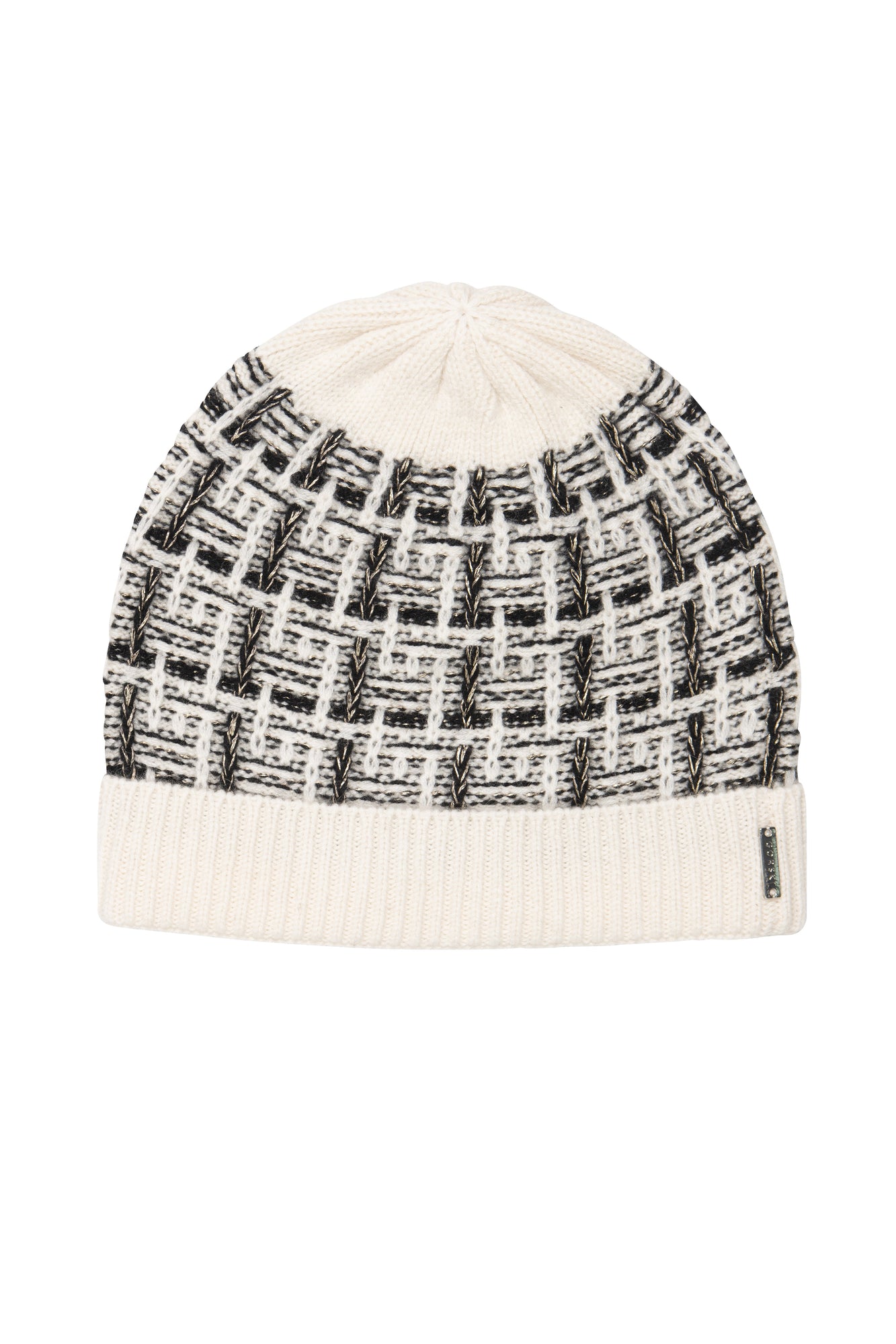 Select Cashmere Beanie Hat | Ivory/Black