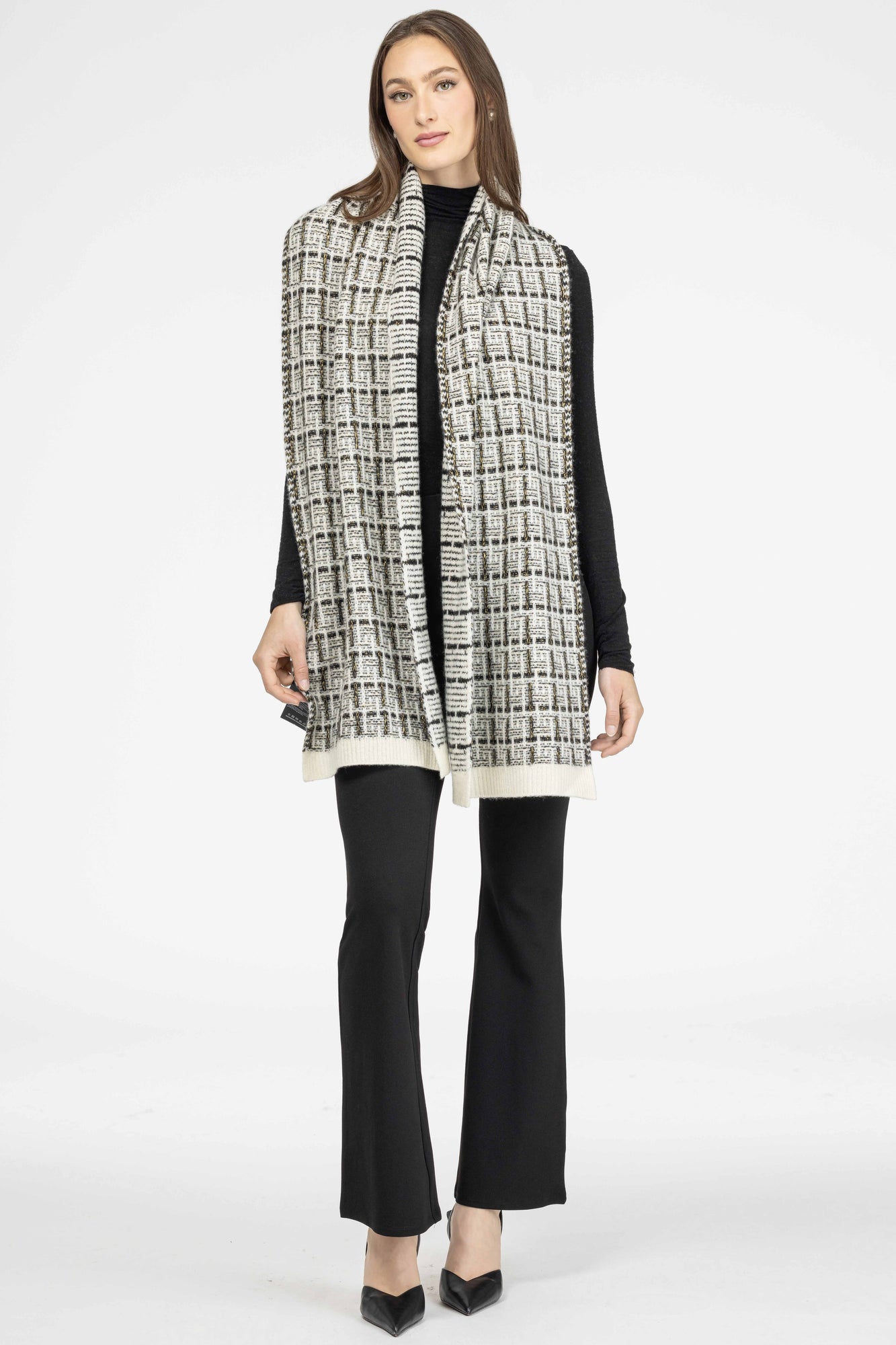 Select Cashmere Scarf | Ivory/Black