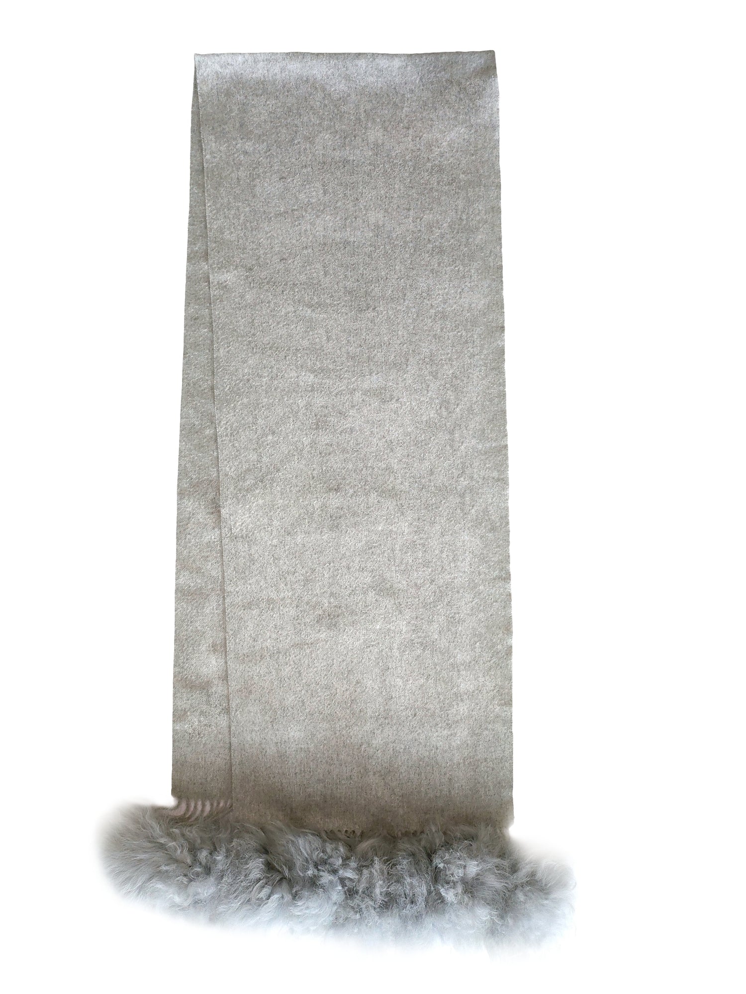 Select Cashmere Stole With Select Lamb Pompoms | Light Gray
