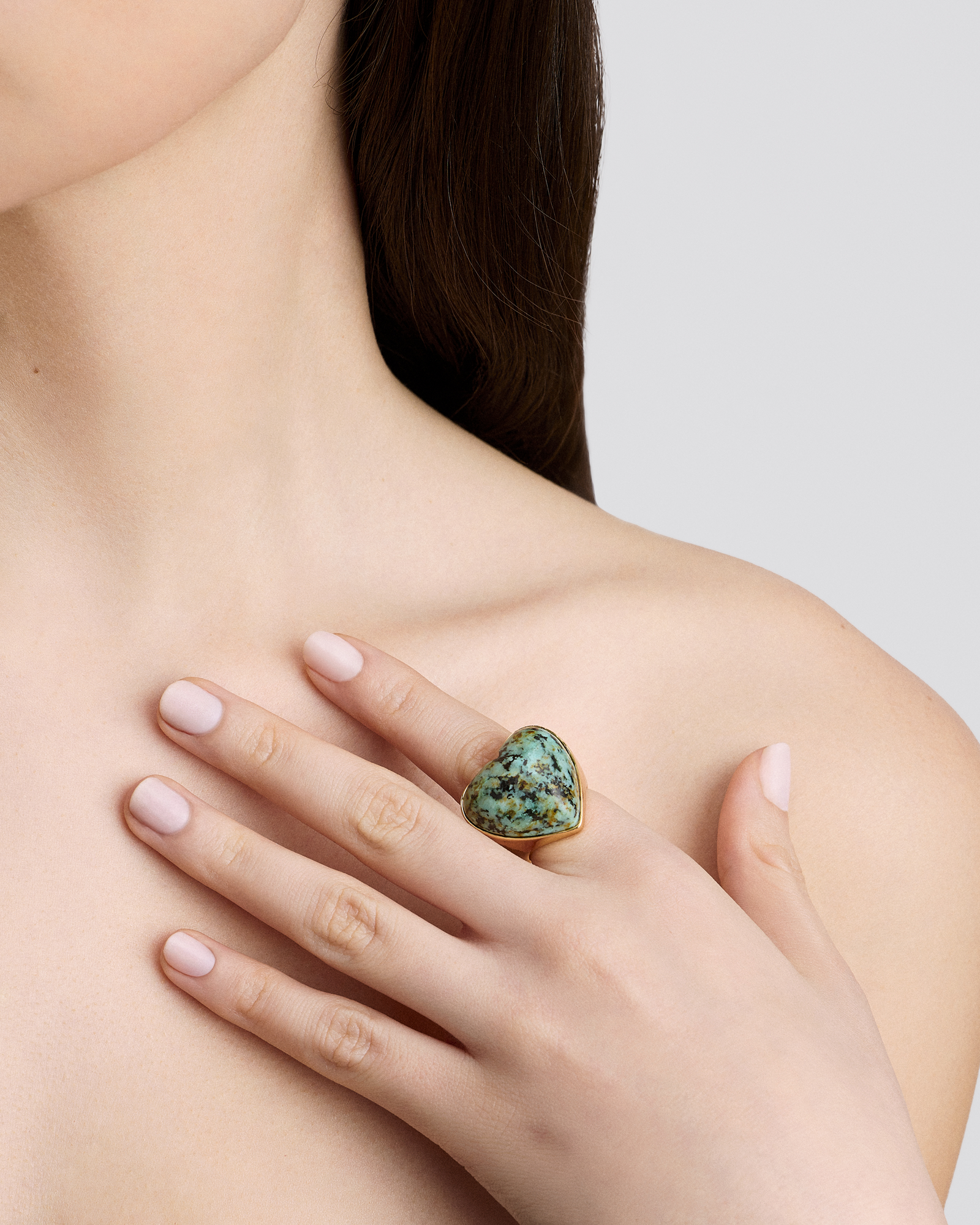 Semi-Precious Heart Ring ring - alternate angle | womens gold rings