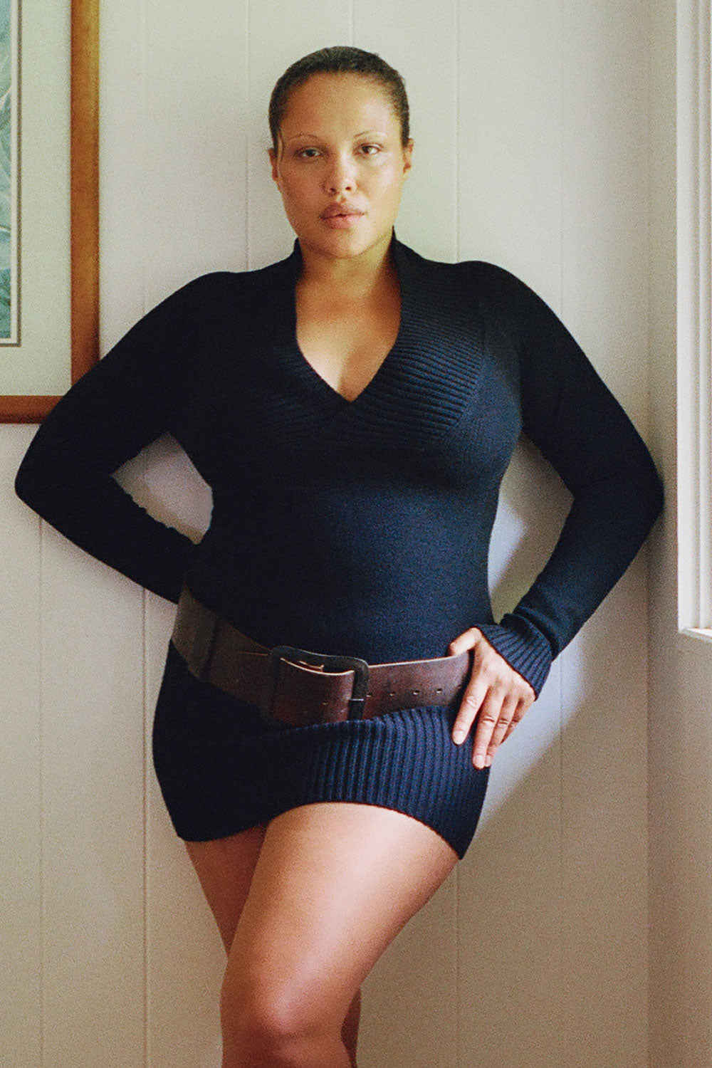Frankies Bikinis | Jade Long Sleeve Knit Mini Dress