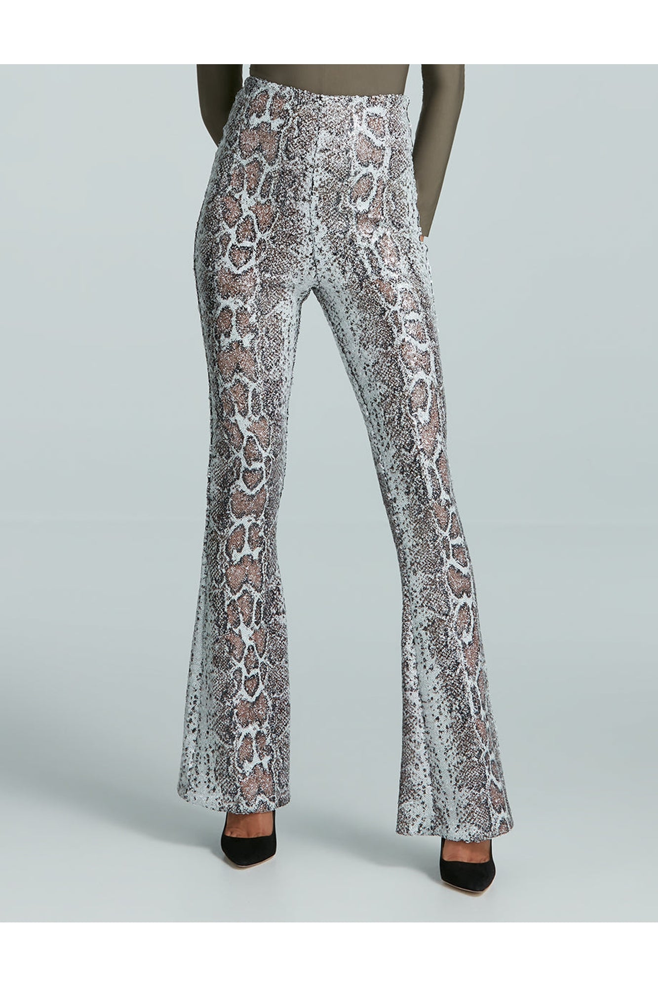 Sequin Animal Flare Legging | Copper Snake