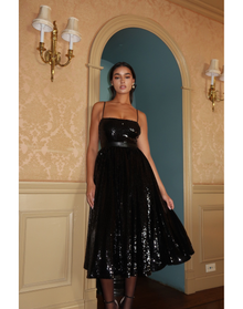 Sequin Midi Dress | Black