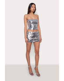 Sequin Tube Top | Silver