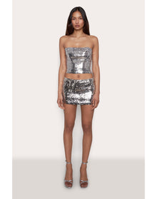 Sequin Tube Top | Silver