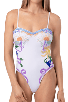 Serenity Hand - Beaded Embellished One - Piece Swimsuit - Self - Adore
