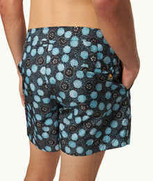 Setter Daisy Print Shorter-Length Swim Shorts | Springfield Blue