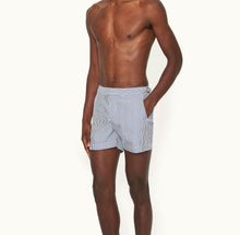 Setter Seersucker Shorter-Length Swim Shorts Woven | Blueberry/White Stripe