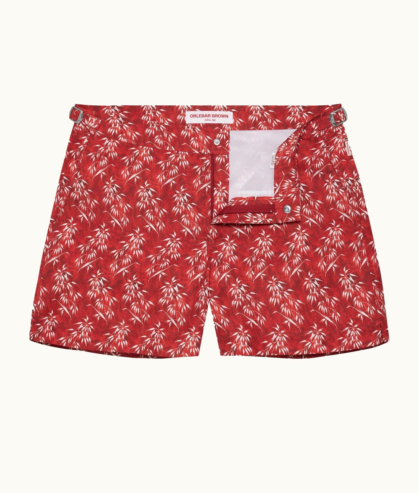 Setter Shorter-Length Bamboo Print Swim Shorts | Summer Red/White Sand