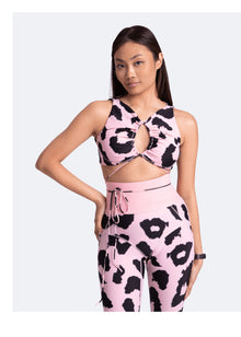Sexy Front-Tie Support Top | Pink Leo