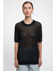 Shalott | Ribbed Relaxed T-Shirt | Black