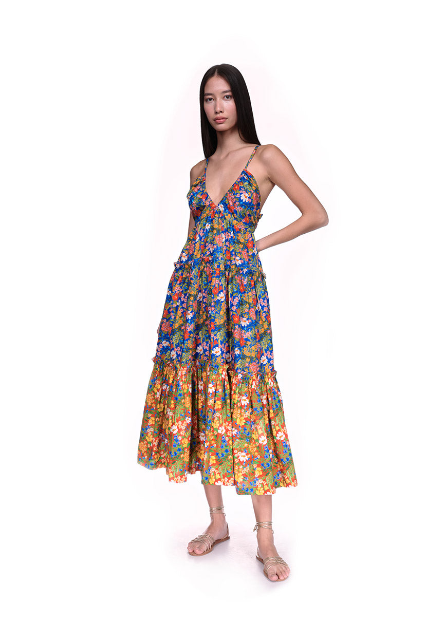 Shayna Dress | Wild Garden Fiesta Blue Combo