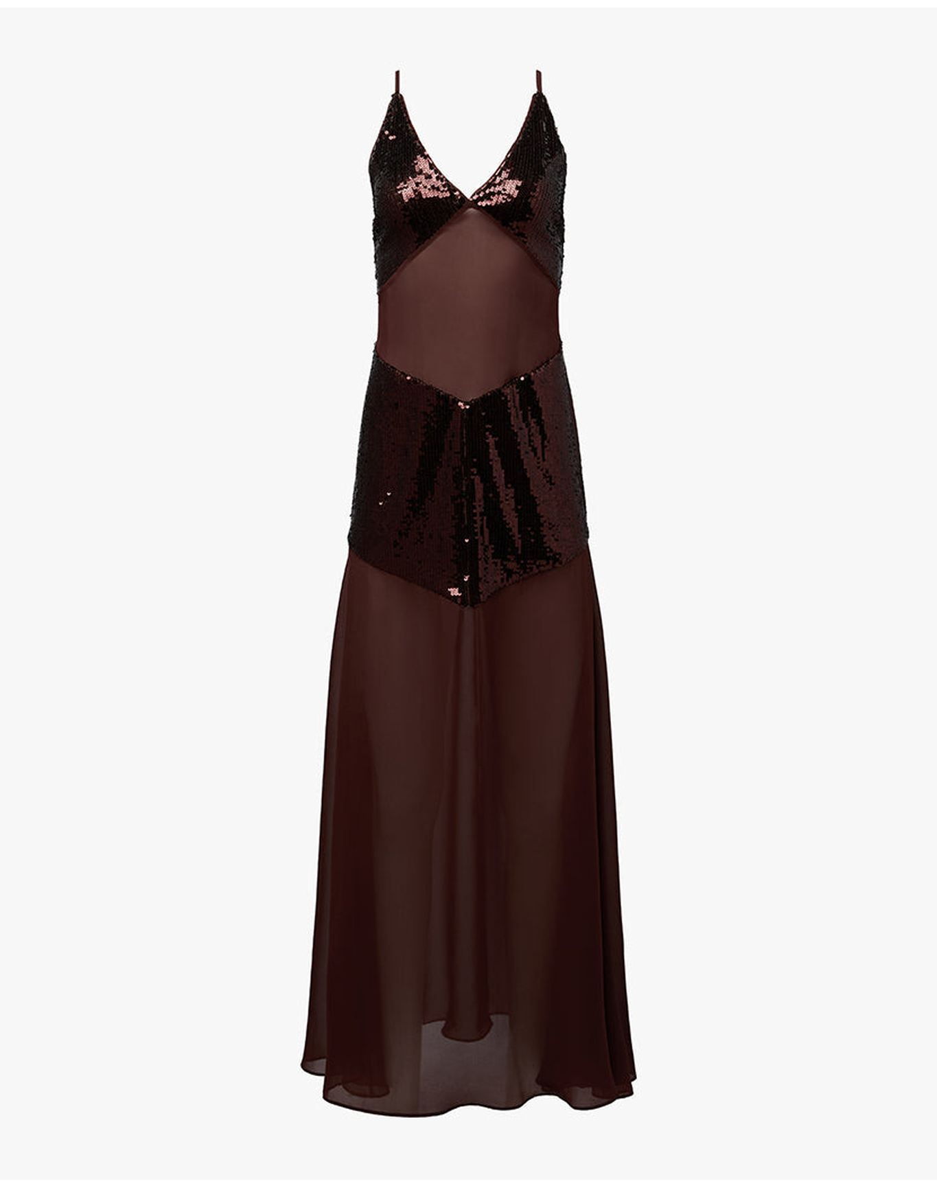 Sheer Panel Maxi Dress | Chocolate