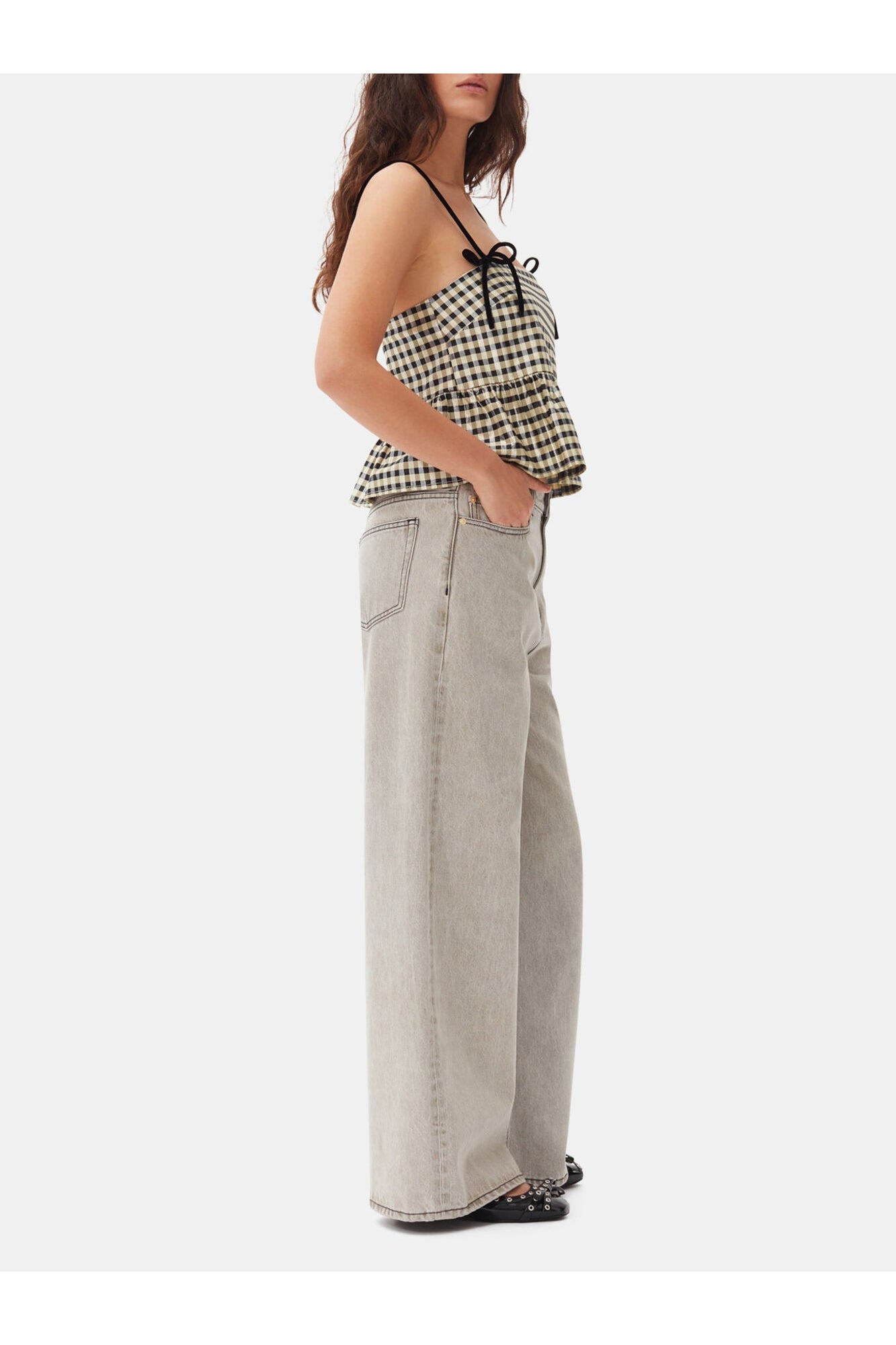 Shiny Check Jacquard Top | Lemon Icing