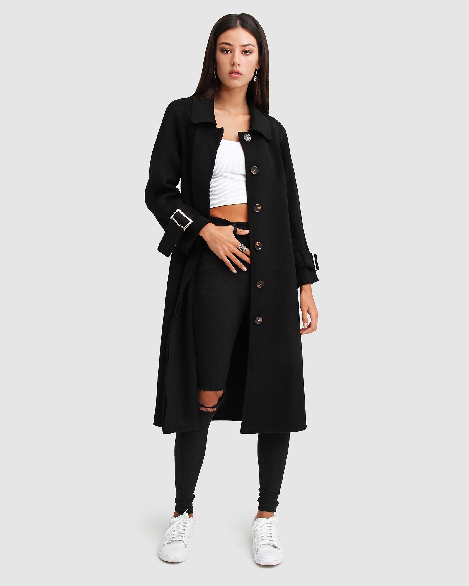 Women | Shore To Shore Belted Wool Coat | Black