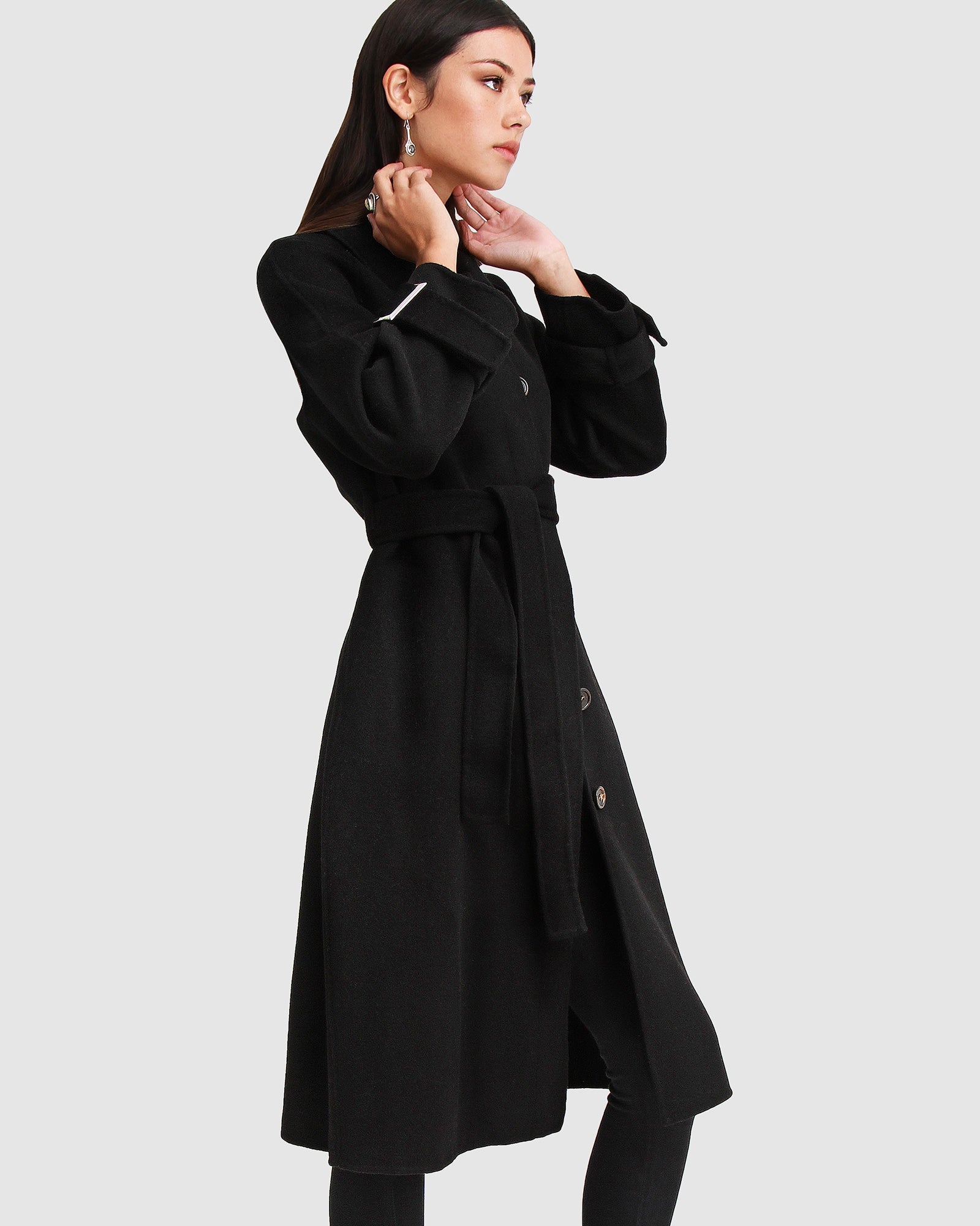 Women | Shore To Shore Belted Wool Coat | Black