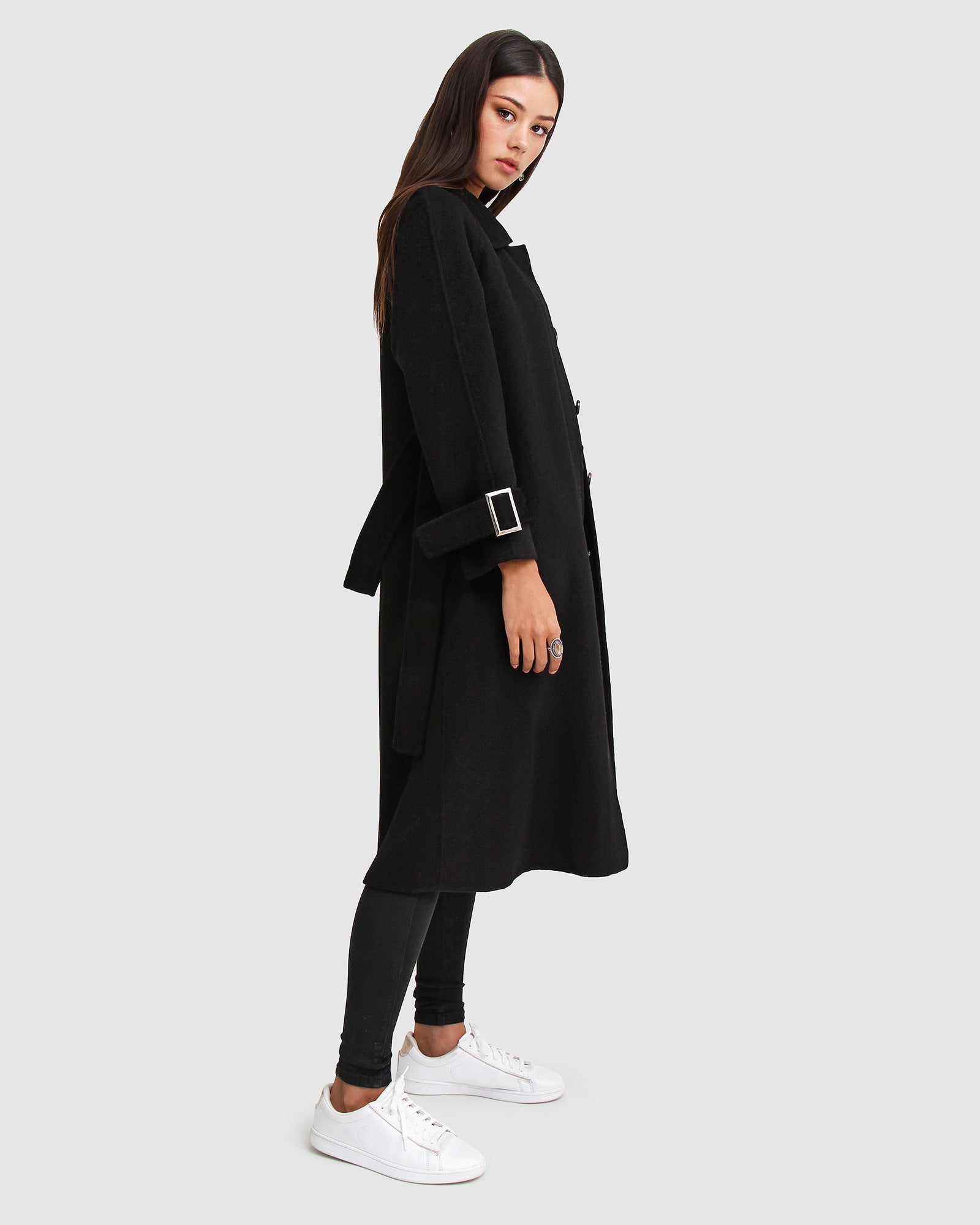 Women | Shore To Shore Belted Wool Coat | Black