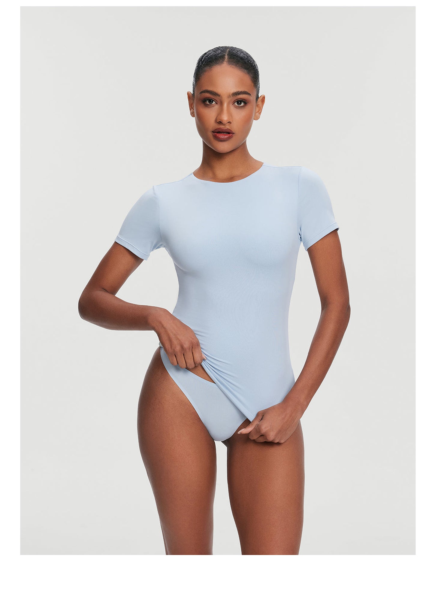 Short Sleeve Crew Neck Top | Sky Blue
