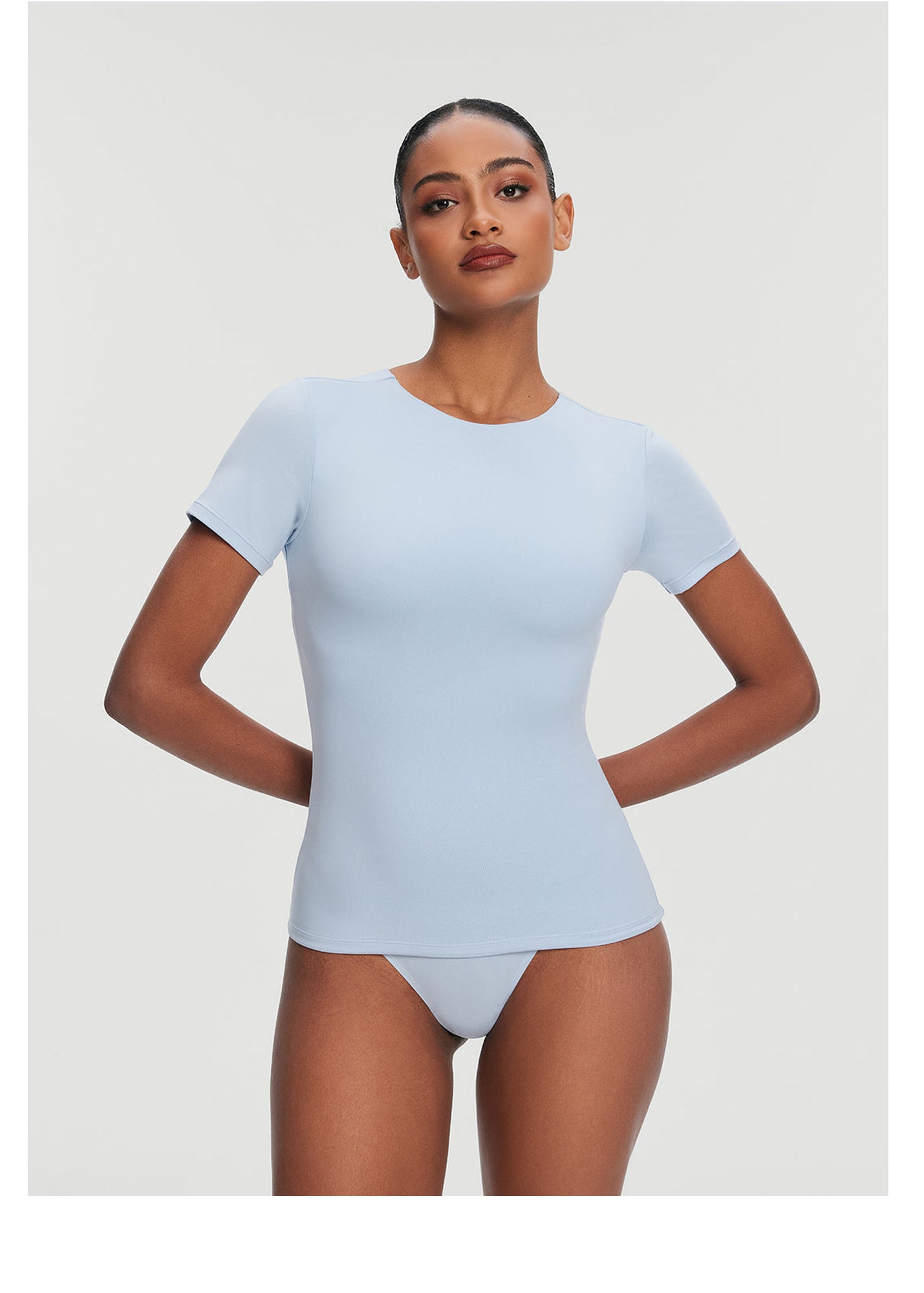 Short Sleeve Crew Neck Top | Sky Blue