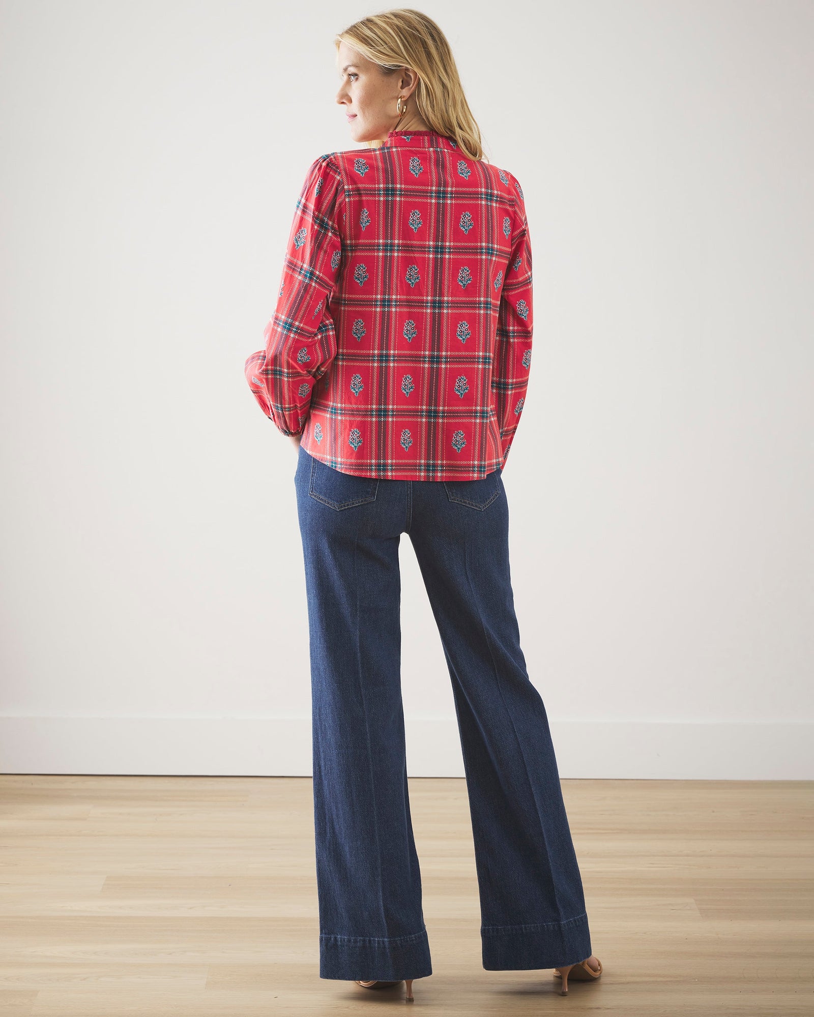 On the Books Blouse | Nostalgia Plaid (Red)