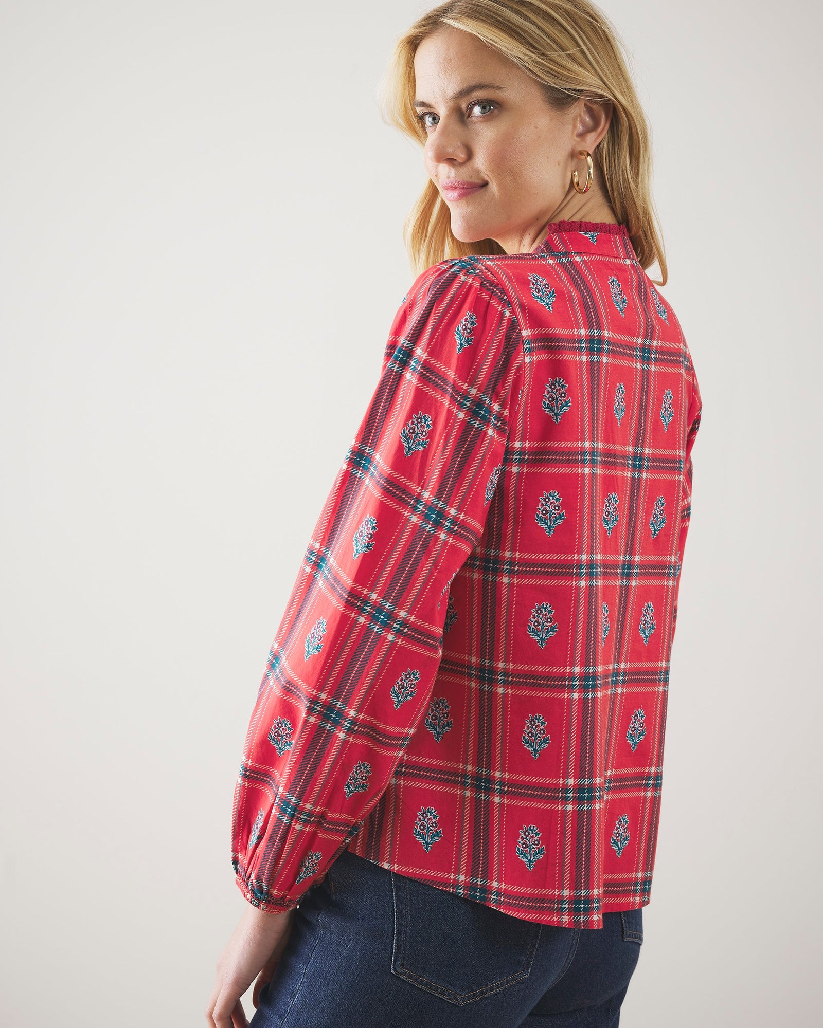 Nostalgia Plaid - On the Books Blouse | Joyful Red