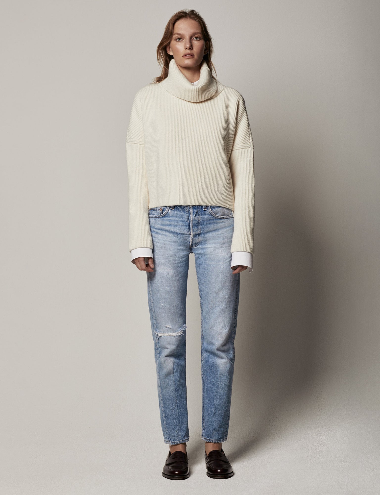 Women | Funnel Neck Sweater | Natural