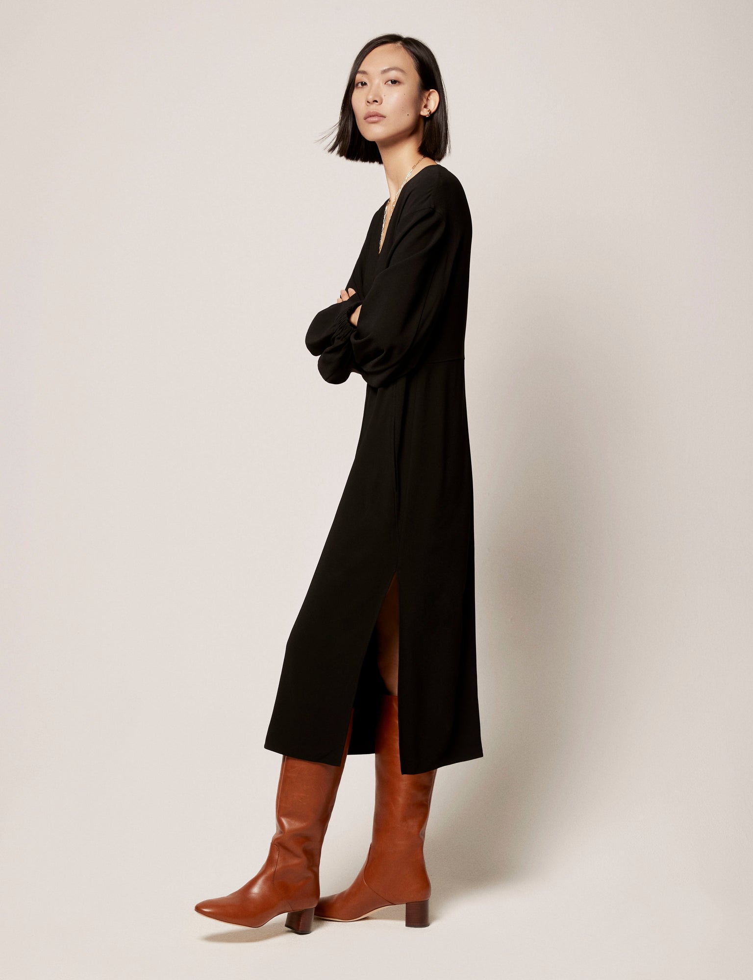 Women | Soft Sleeve Dress | Black
