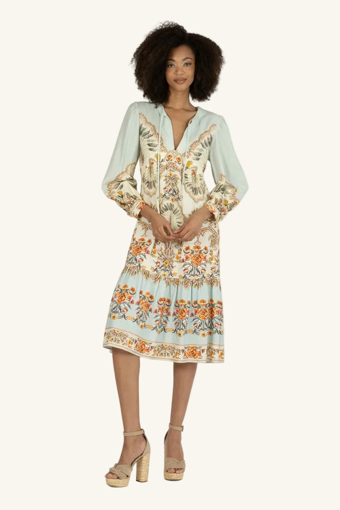 Sia Dress | Light Blue Tropical Print