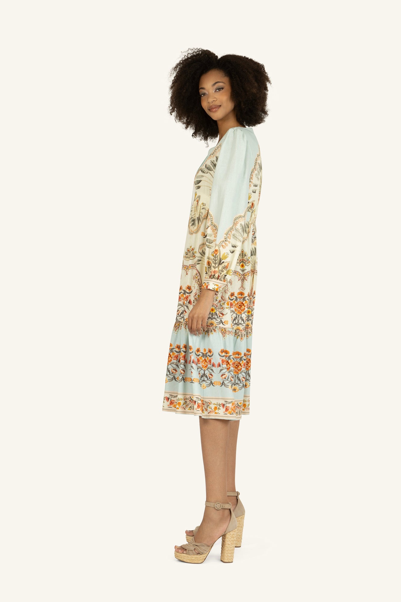 Sia Dress | Light Blue Tropical Print