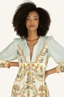 Sia Dress | Light Blue Tropical Print
