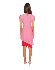 Silk Double Layer Halter Dress | Rouge/Red