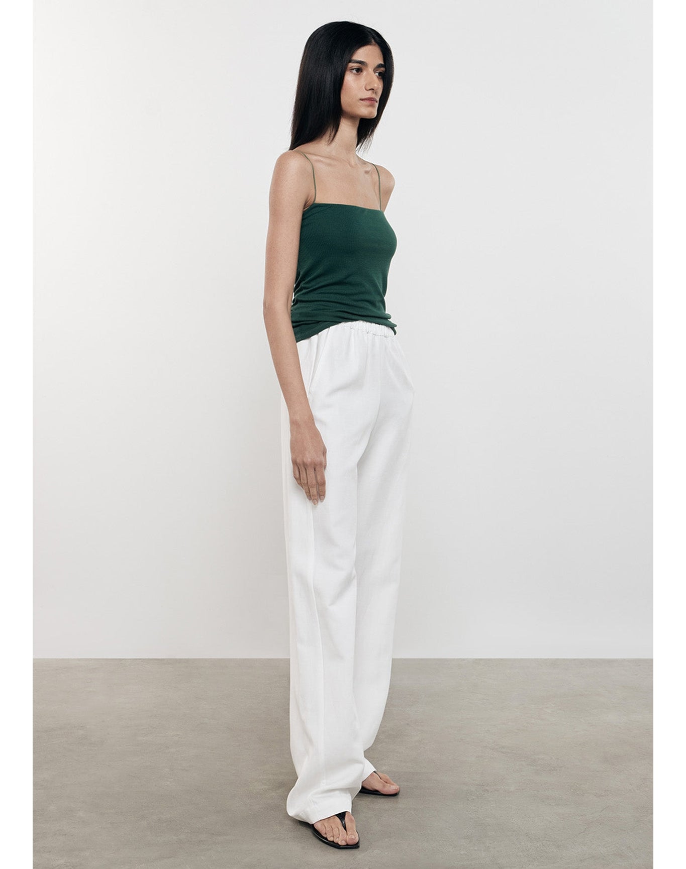 Silk Rib Essential Strappy Tank | Malachite