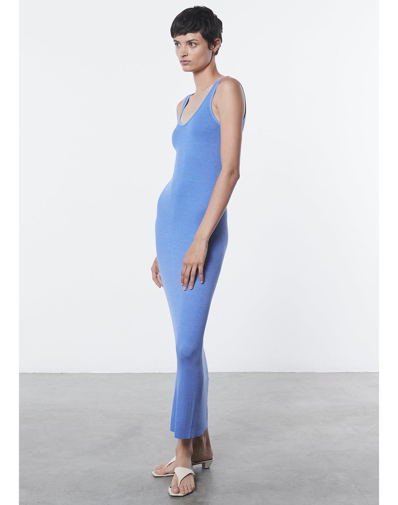 Silk Rib Maxi Dress | Cornflower