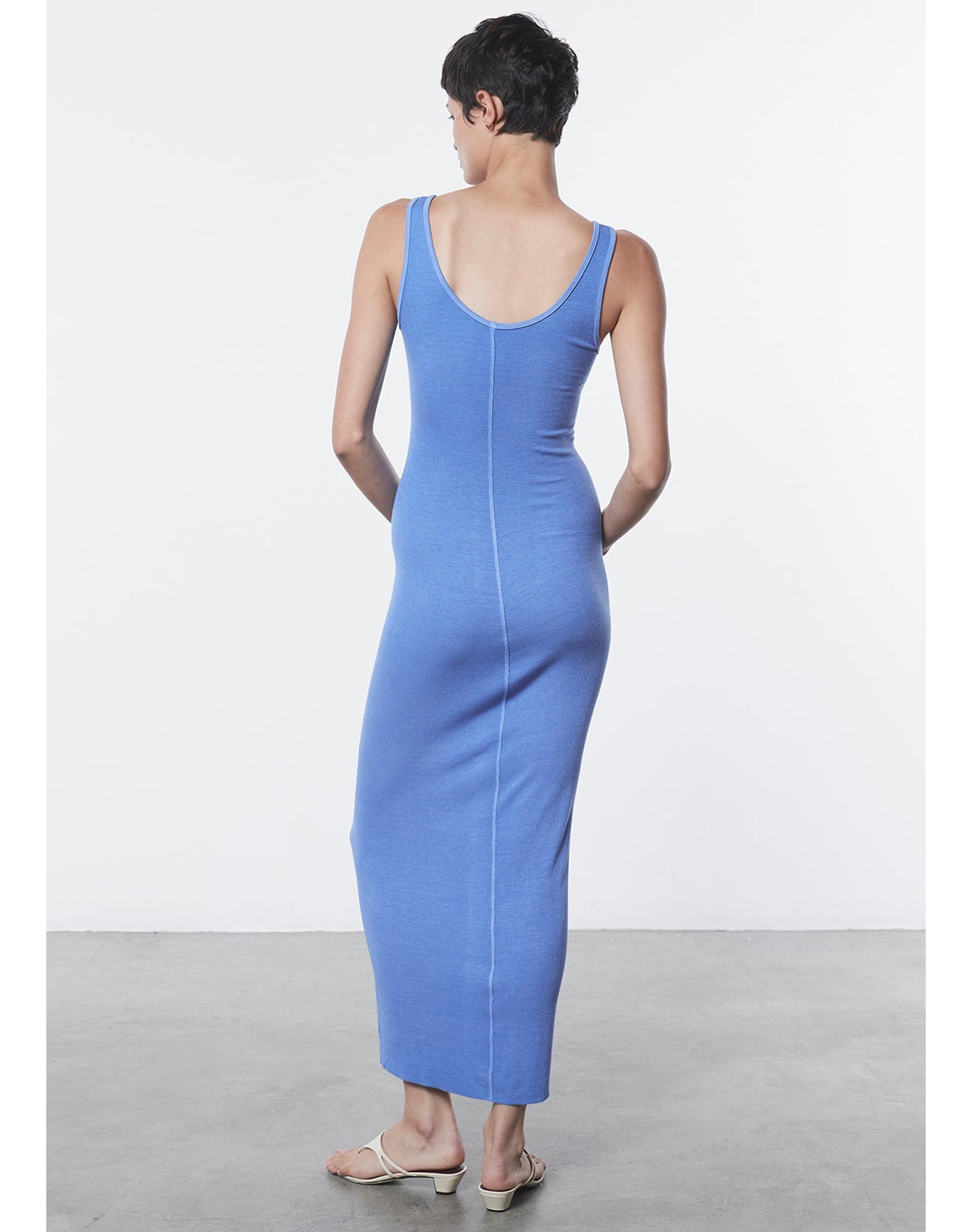 Silk Rib Maxi Dress | Cornflower