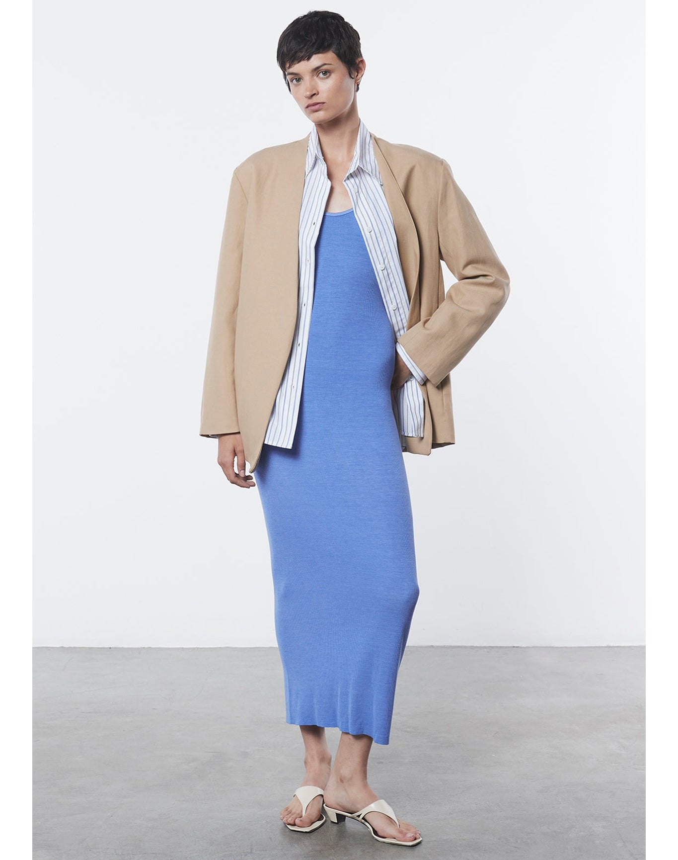 Silk Rib Maxi Dress | Cornflower