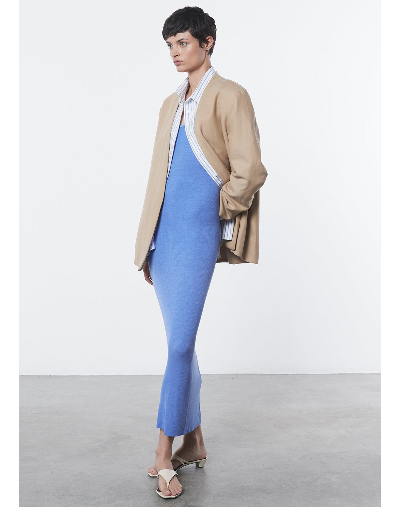Silk Rib Maxi Dress | Cornflower