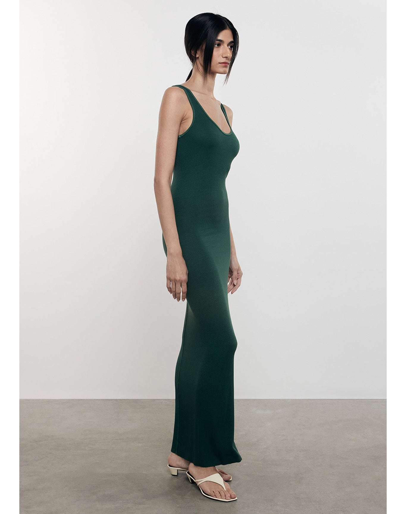 Silk Rib Maxi Dress | Malachite