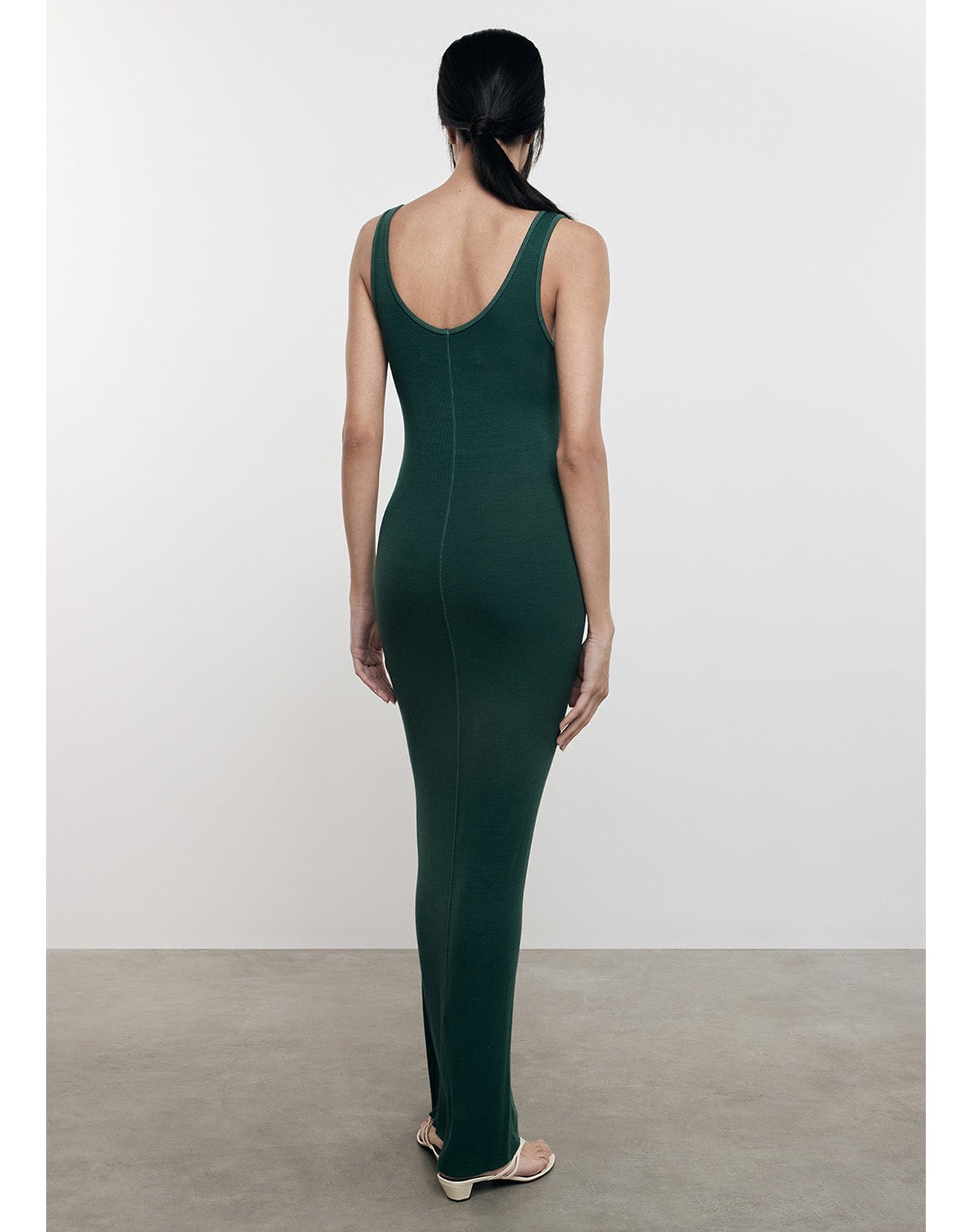 Silk Rib Maxi Dress | Malachite
