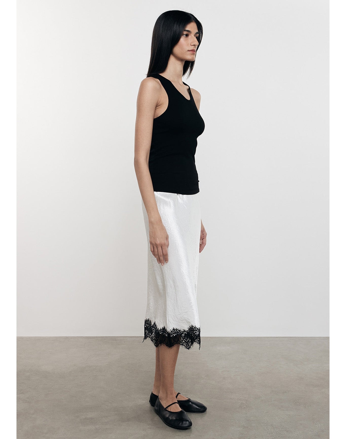 Silk Rib Sheath Tank | Black