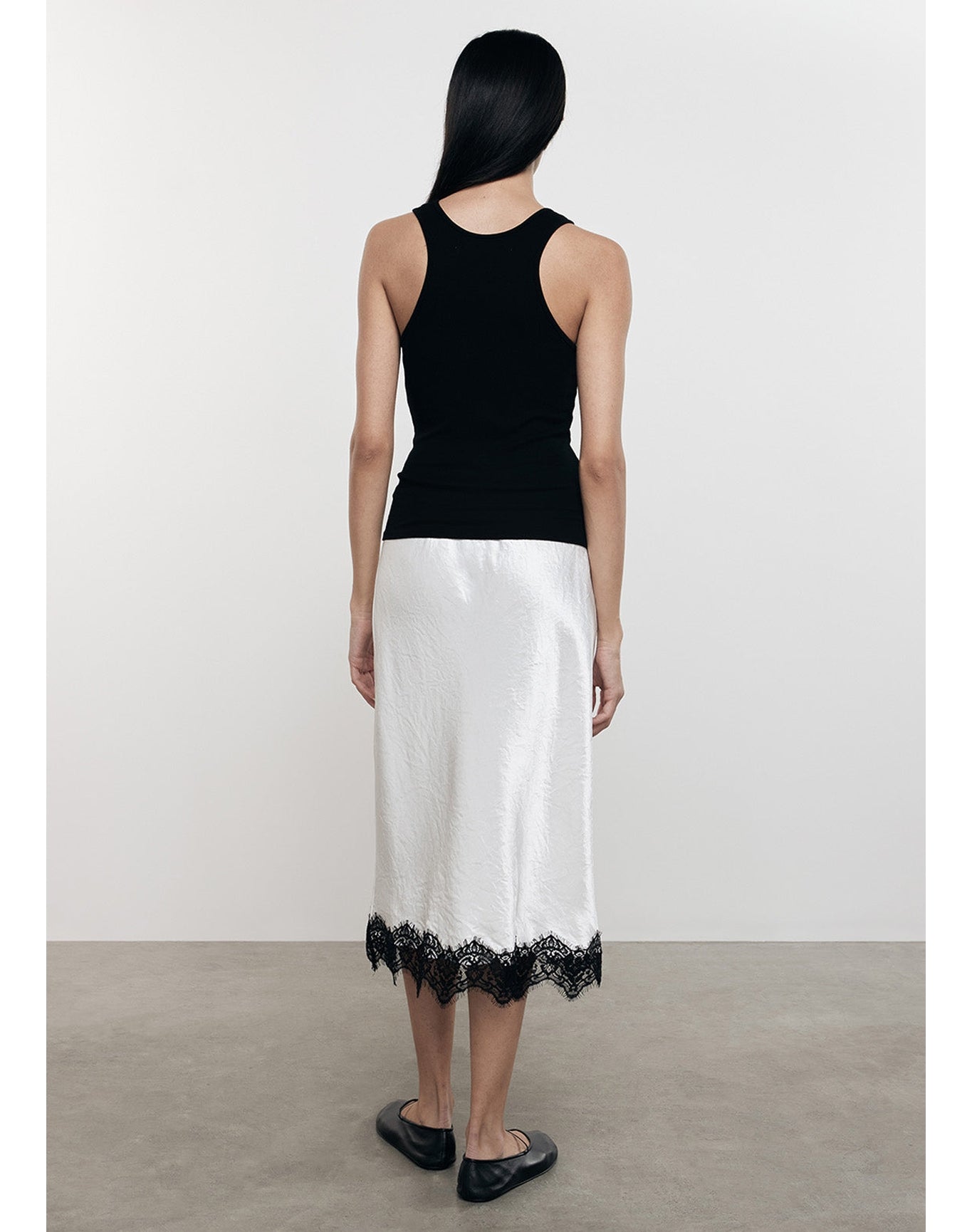Silk Rib Sheath Tank | Black