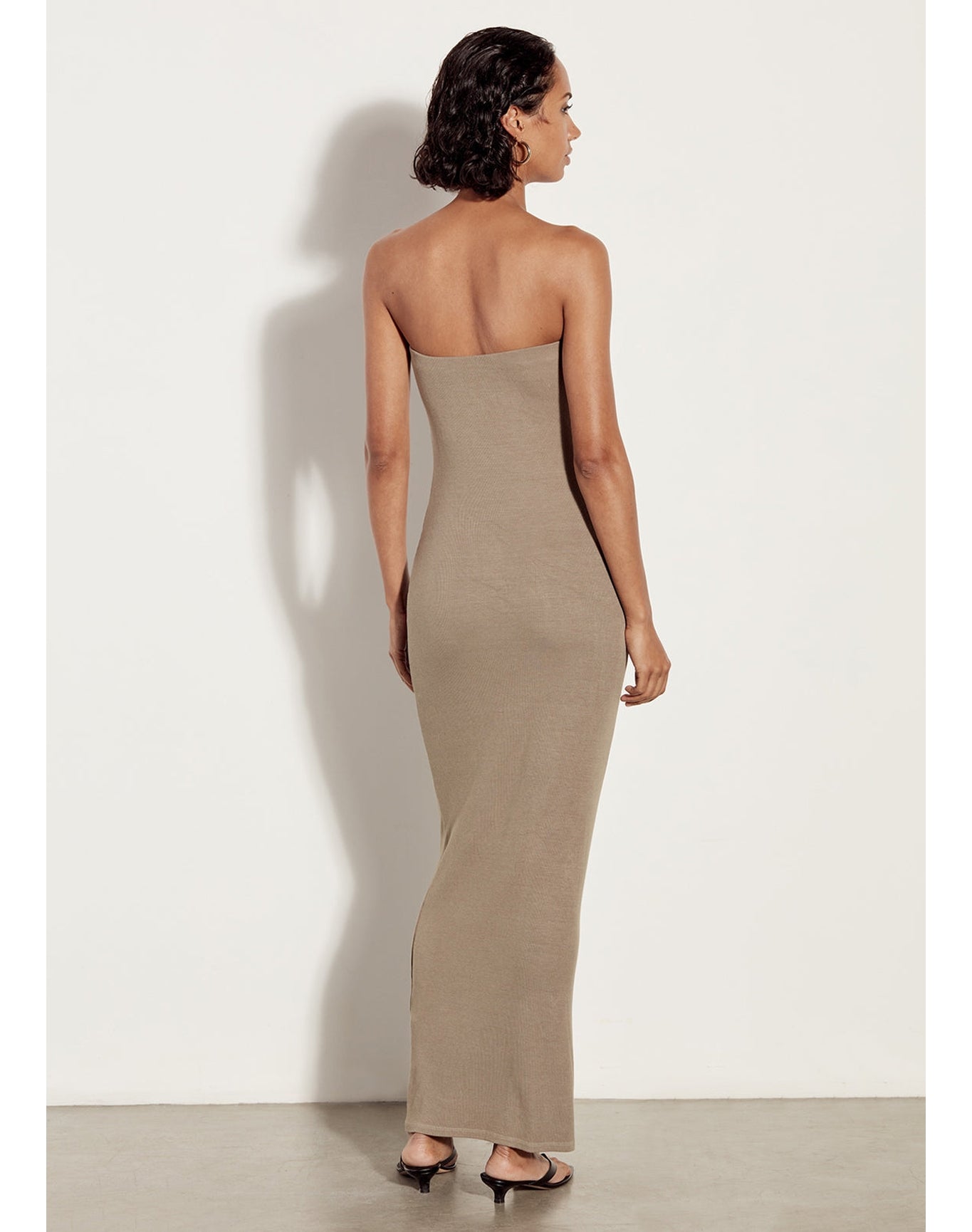 Silk Rib Strapless Dress | Olive Oil