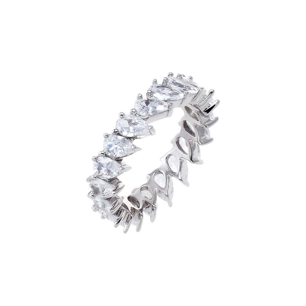 Silver / 6 Curved CZ Multi Pear Eternity Ring - Adina's Jewels