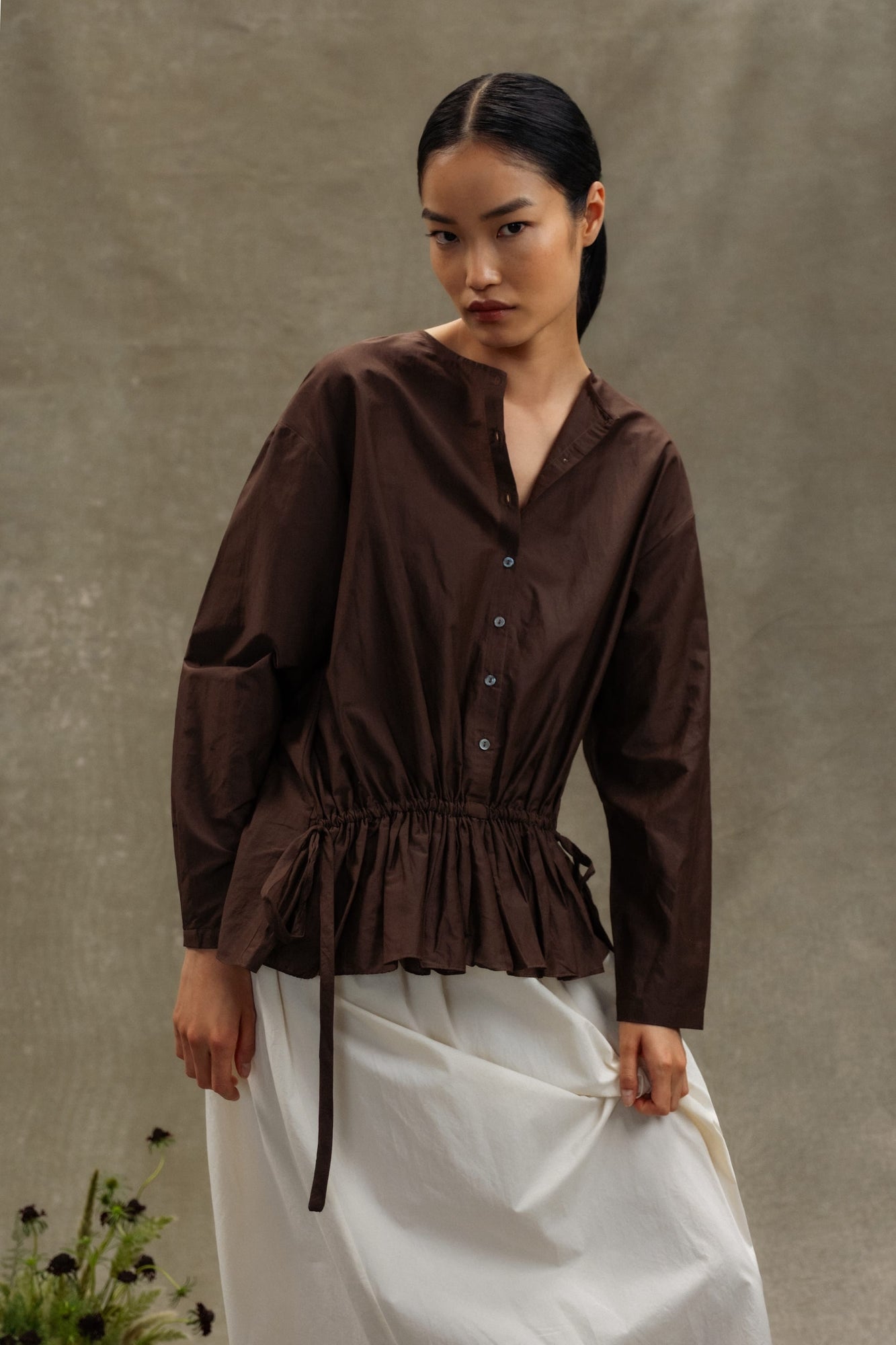 Diana | Sinead Cotton-Silk Ruffle Tunic Blouse in Size Small