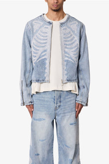 Skeleton Moto Jacket | Washed Blue