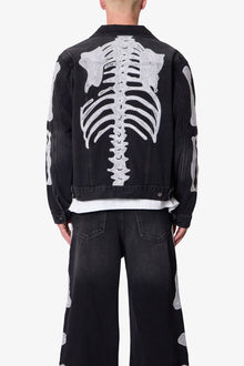 Skeleton Trucker Jacket | Washed Black