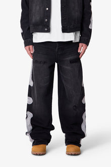 Skeleton Ultra Baggy Denim | Washed Black