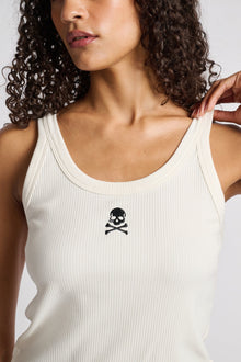Terez | Skinny Strap Rib Tank | White